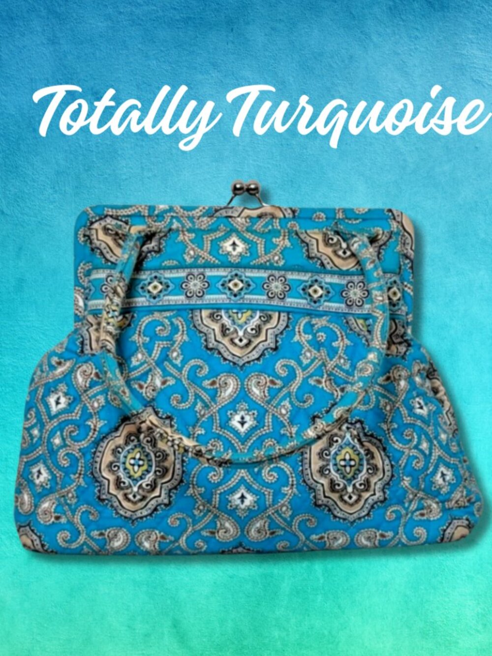 Vera Bradley Totally Turquoise Eloise Retired Y2K Kiss Lock Shoulder Bag